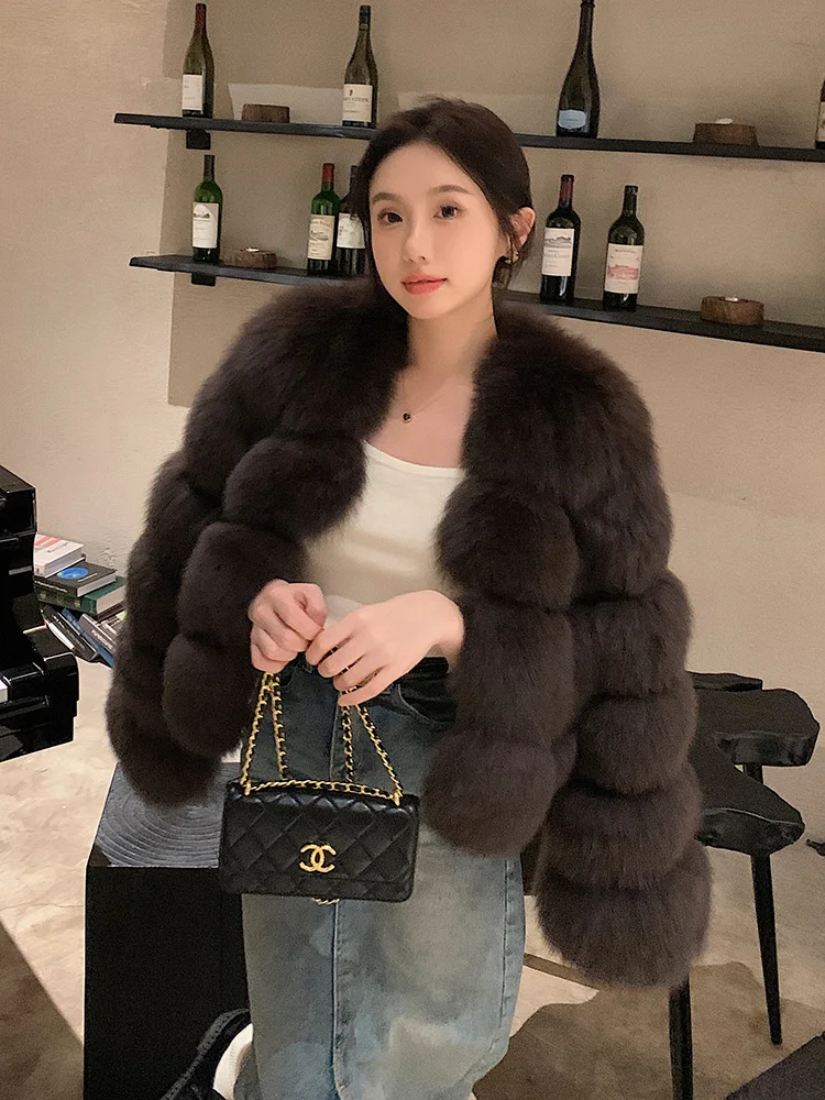 

Faux Fur Coat for Women, Casual Jackets, Hebei Plaid, Real Fur, Middle Age, Wholesale, Winter