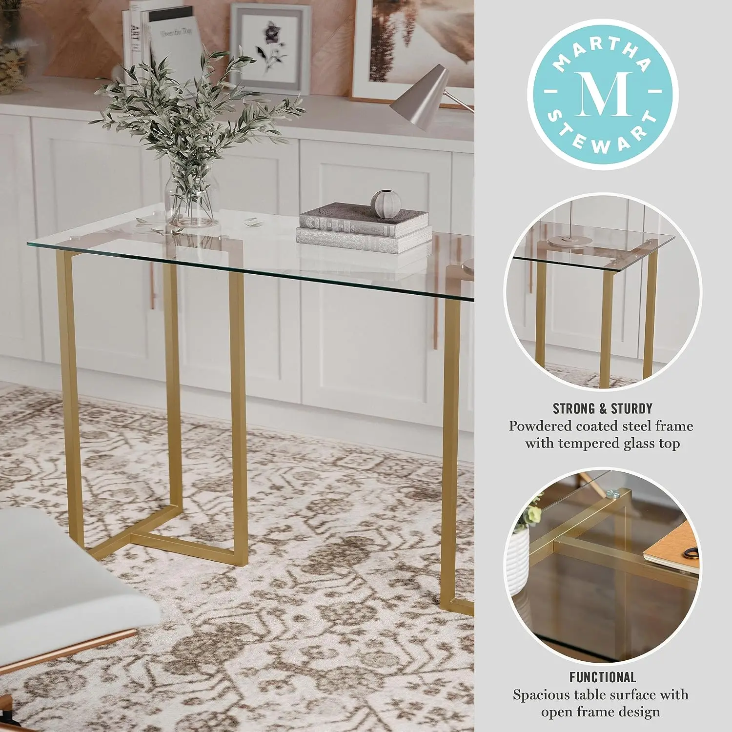 Glass Top Home Office Desk, Customized