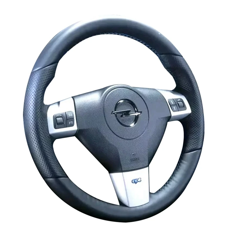 Perforated Leather Cover Hand Sewing Car Steering Wheel Cover Trim Black For Opel Astra Borant 2006 2007 2008 Car Accessories
