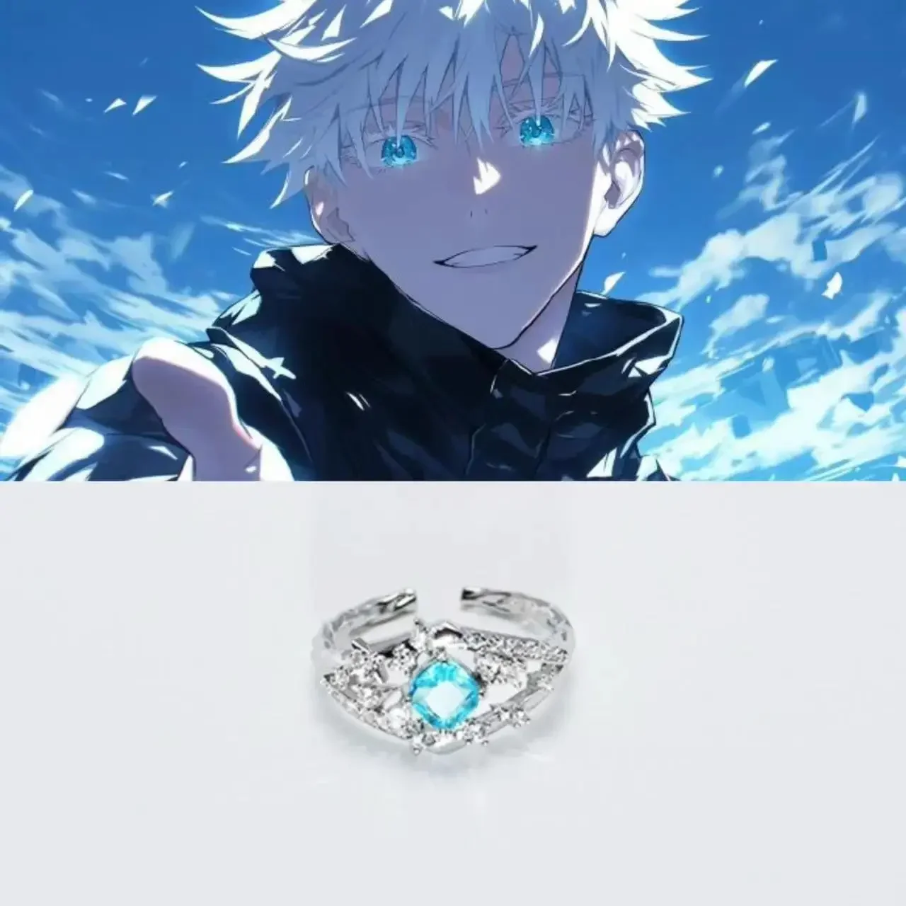 Jujutsu Kaisen Satoru Gojo Eyes for modeling rings Anime Adjustable ring size 2 Yuan original handmade food ring accessories