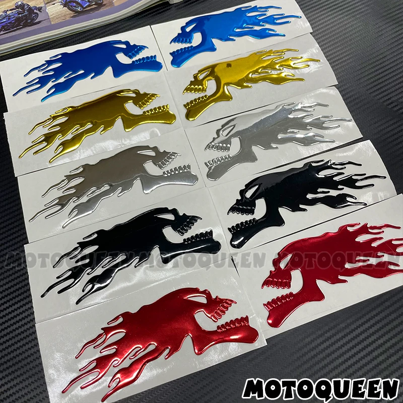 3D Flame Skull Head Vintage Motorcycle Car Styling Label Emblem Gas Fuel Tank Pad Helmet Decor Decals Stickers For Harley BMW