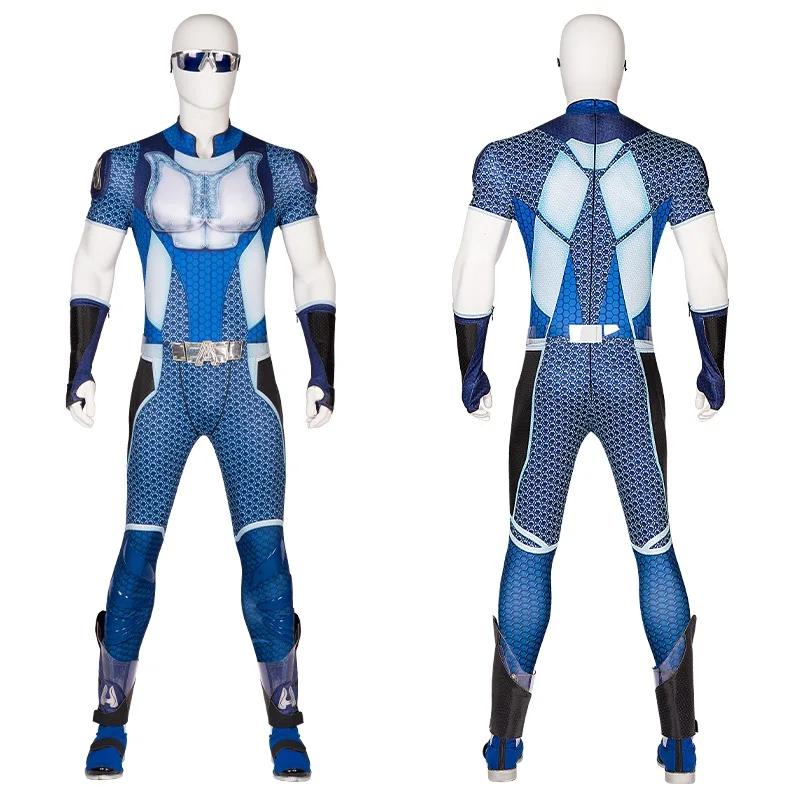 

A Train Cosplay The Boys Costume Battle Outfit With Boots Printing Jumpsuit Halloween Carnival High Quality Man Suit