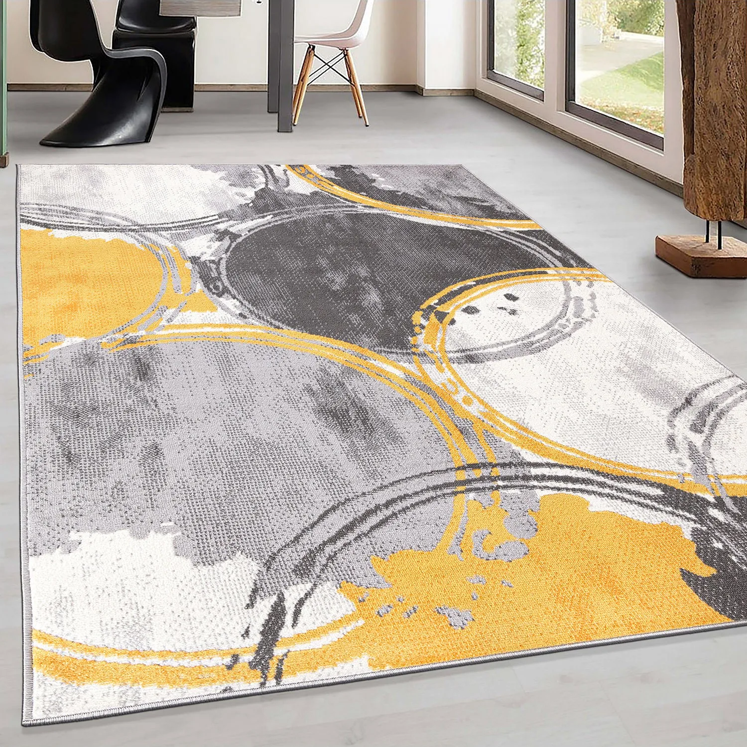 

Rugshop Area Rug Contemporary Modern Circles Carpet Rugs for Sale Yellow Rug 5x7