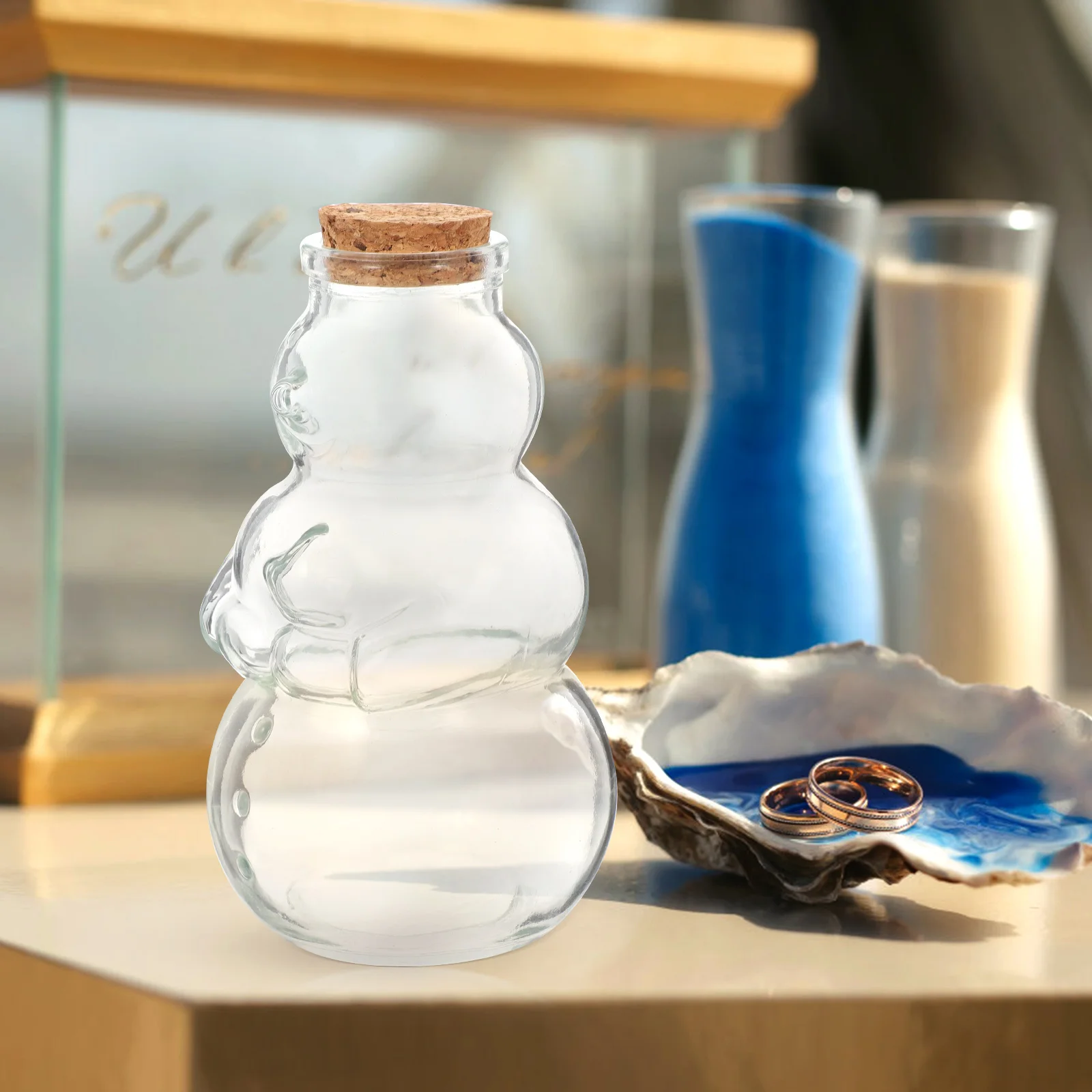 

4 Pcs with Cover Luminous Sand Painting Bottle Wishing Glass Transparent Bottles