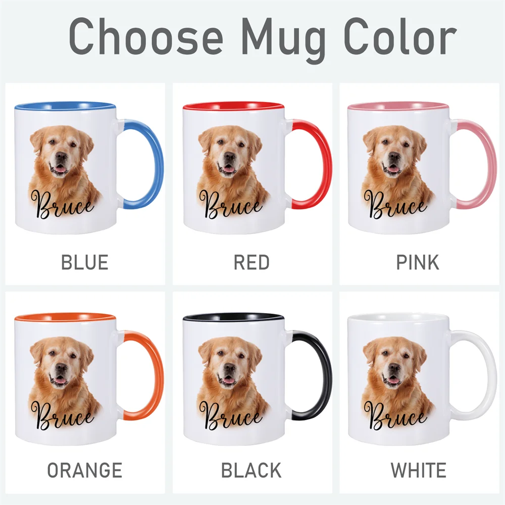 Personalized Pet Dog Cat Mug Customized Dog Puppy Kitten Photo Name Cup DIY Tea Coffee Milk Mugs 325ML 11oz Creative Cute Gift