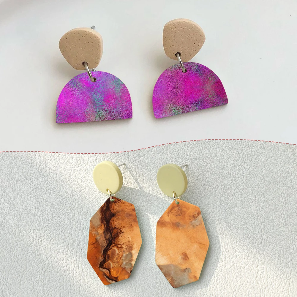 Shinning Abstract Ink Color Soft Ceramic Earrings Water Soluble Disposable Sticker for Diy Jewelry Making Decal