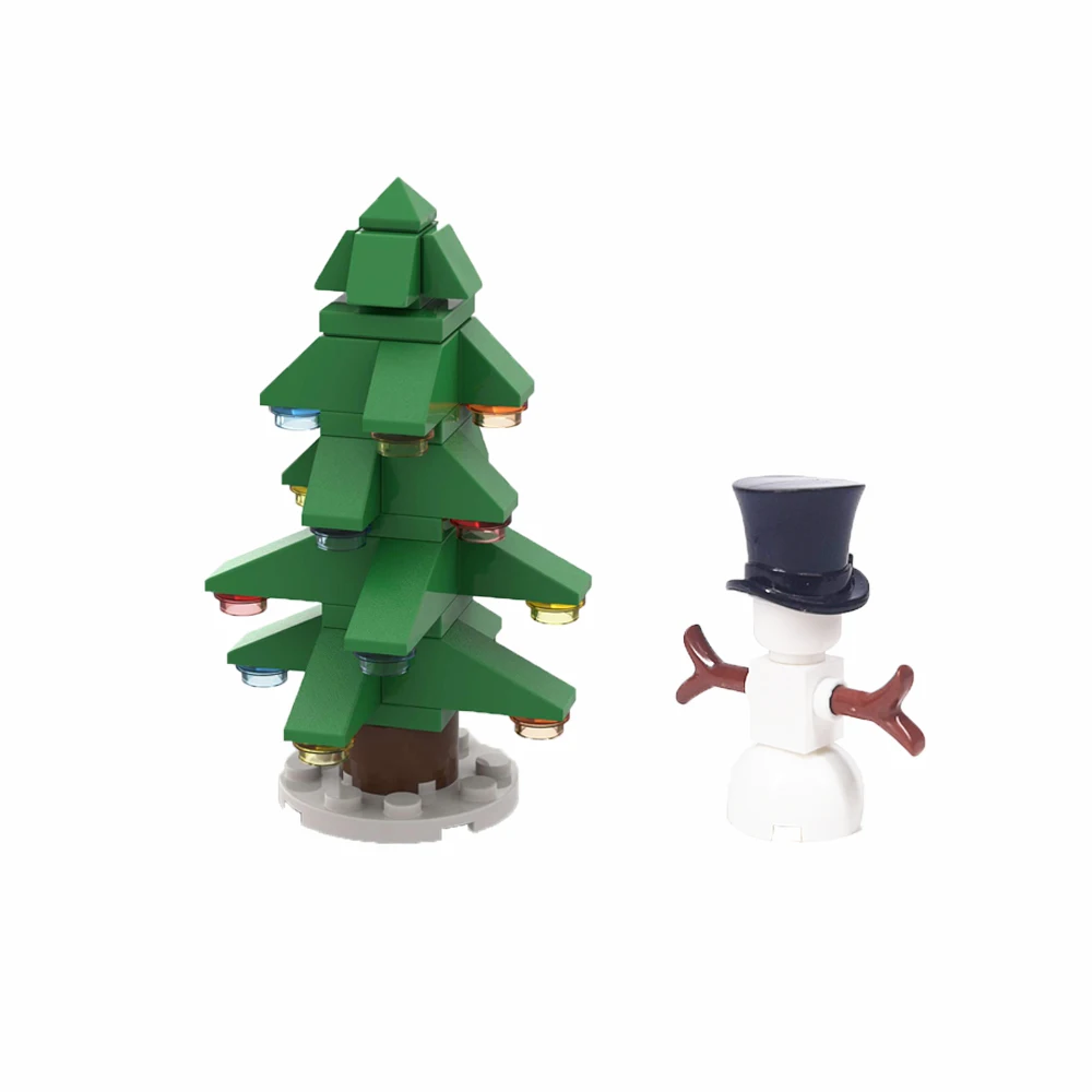 مجموعة مكعبات بناء شجرة عيد الميلاد MOC مشهد سطح المكتب للعطلات