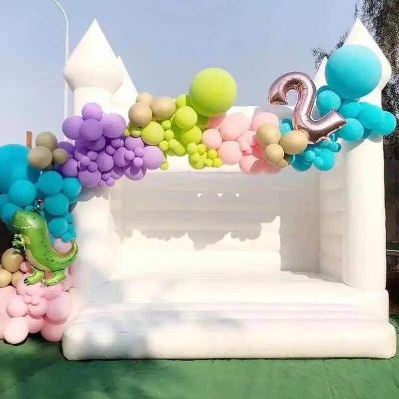 

Iatable Bouncy White Wedding Bounce House Castle With Blower Mat Air Bouncer For Bridal Party Event Rental