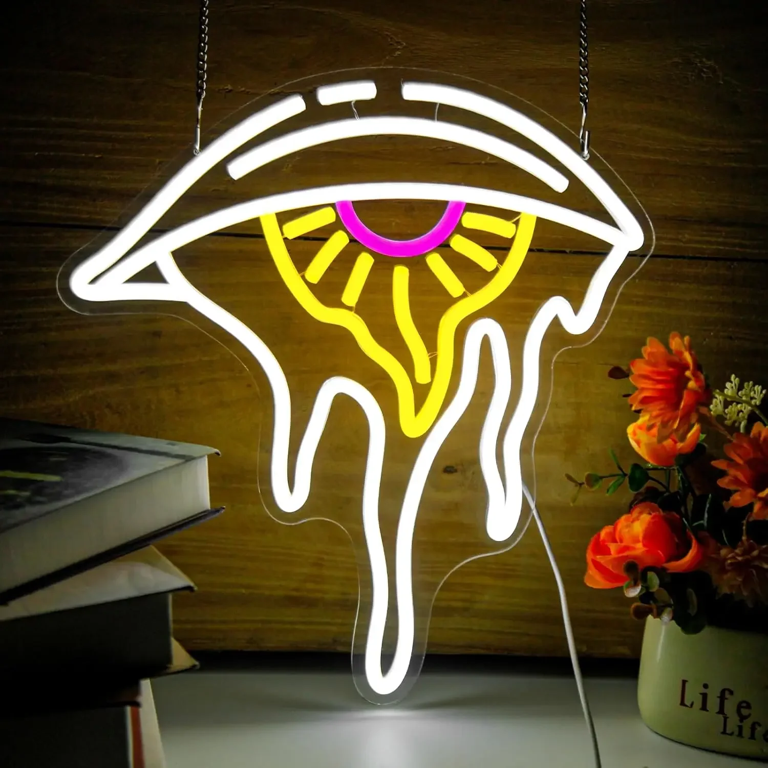 

Melting Evil Eye Neon Sign USB Dimmable LED Neon Light for Gaming Room Bedroom Party Aesthetic Decor Gift Light Up Sign