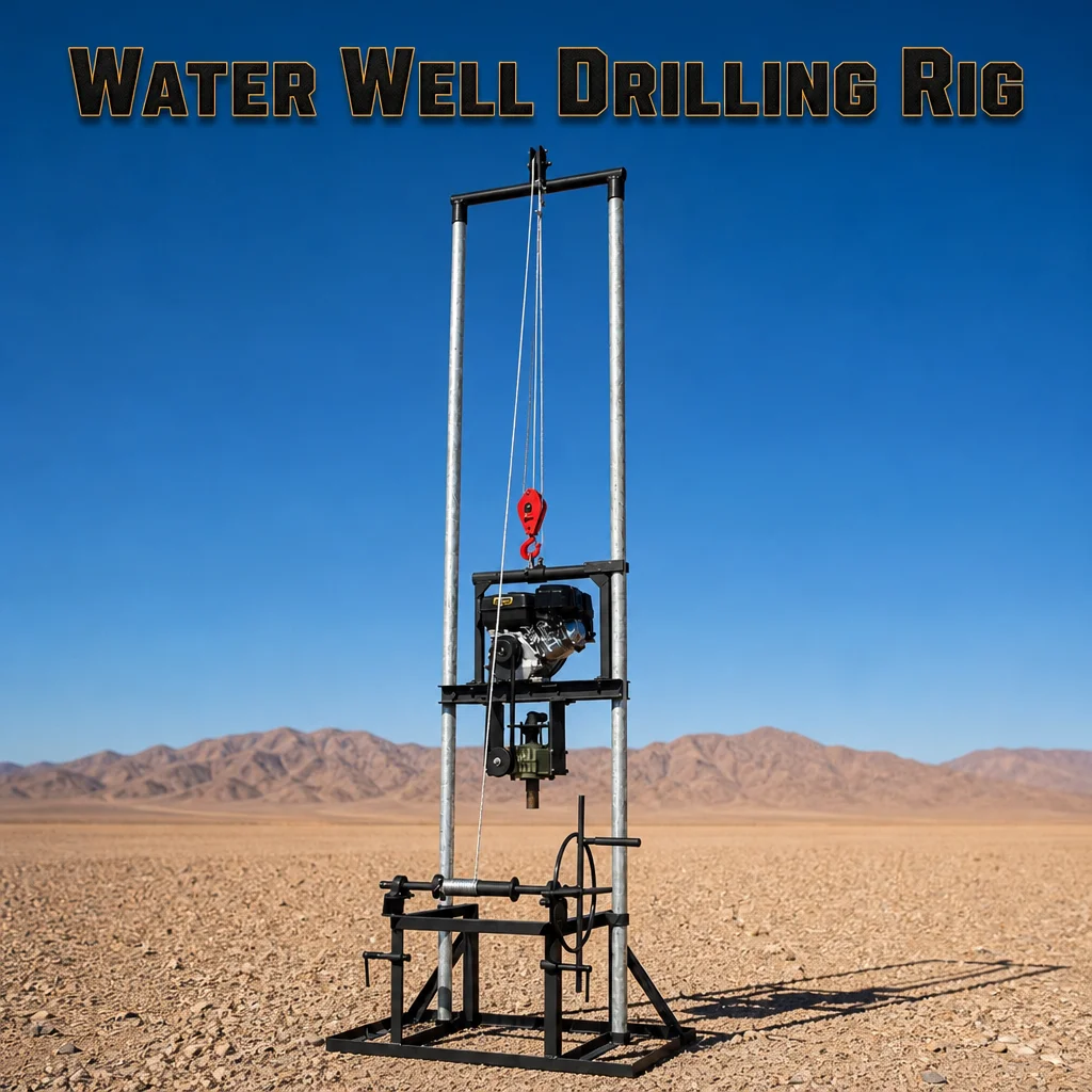 Customized Easy to Move Light Weight Well Drilling Machine Gantry-Type High Working Efficiency 80M Petrol and Diesel Engine