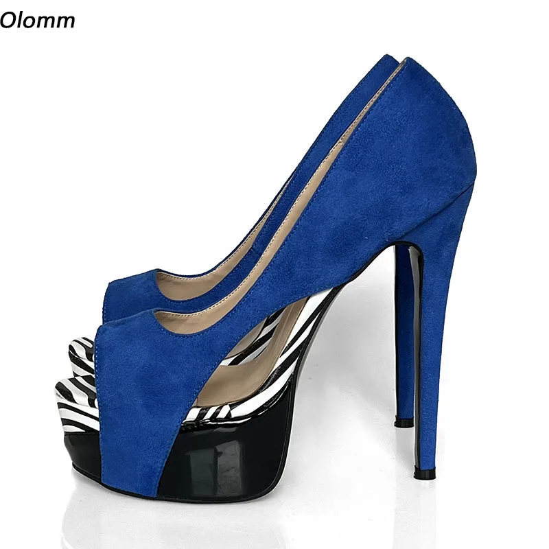 

Olomm/Новые женские весенние туфли-лодочки, пикантные туфли на тонком высоком каблуке с очаровательным открытым носком, великолепные сине-зеленые вечерние туфли цвета фуксии, женские размеры США 5-20