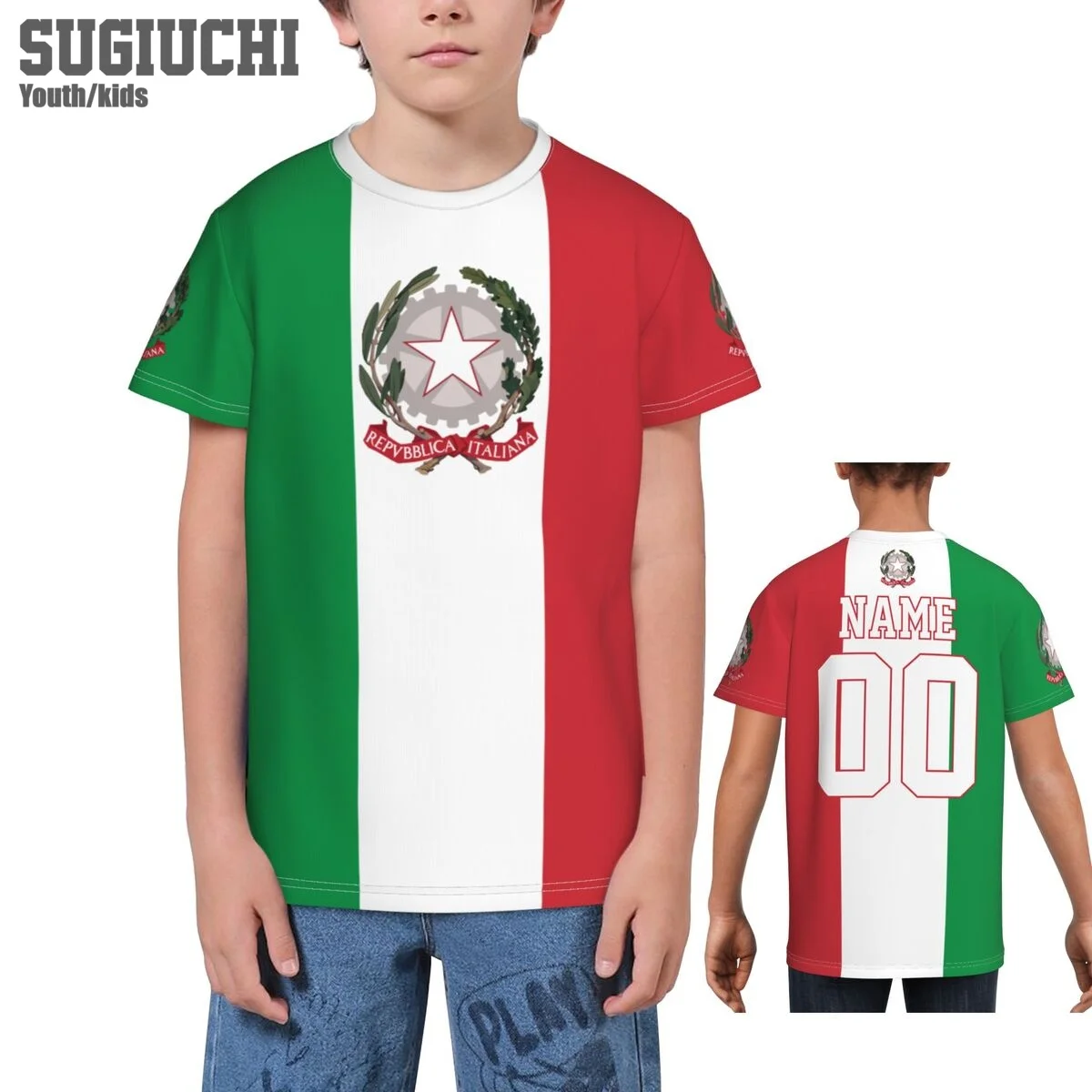 Custom Name Number Italian Italy Flag Emblem 3D T-shirts For Kids Youth Boy/Girl Tees Soccer Football Fans Gift T shirt