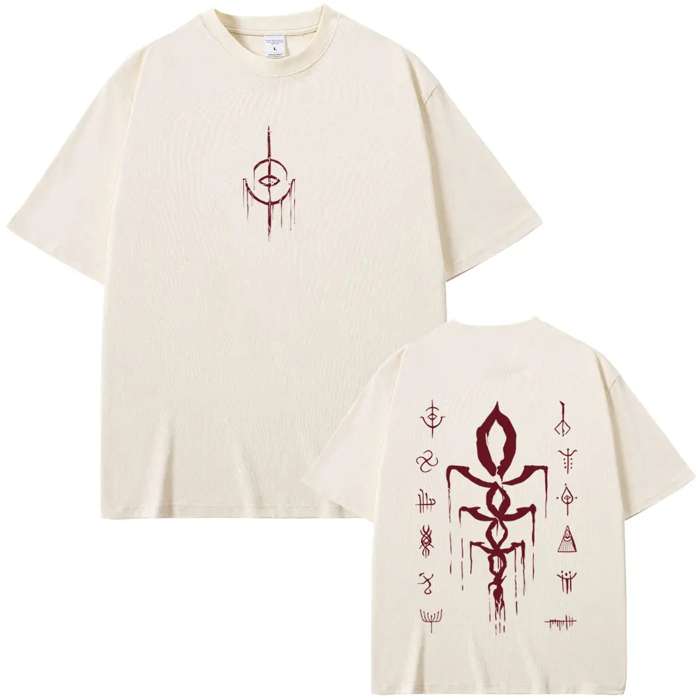 Game Bloodborne Logo Print T-shirt Horror Hunter Merch T-shirts Men Women Casual Vintage Oversized T Shirts Streetwear Fans Gift