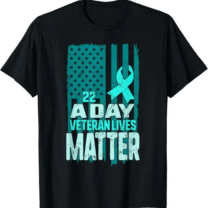 PTSD Awareness 22 a Day Veteran Lives Matter American Flag T Shirt