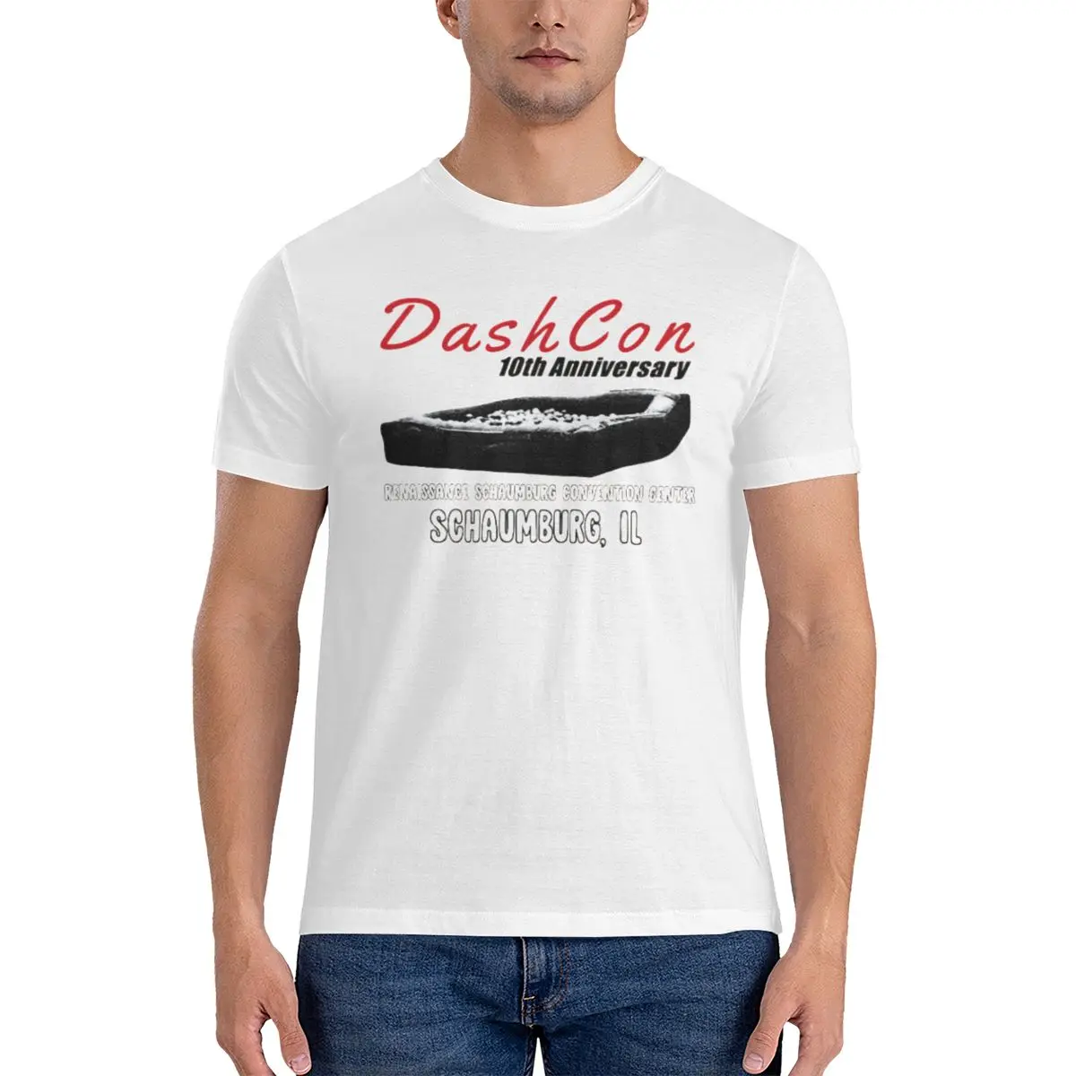 Men's 100% Cotton Short Sleeve T-shirt DashCon Top Loose Tshirt