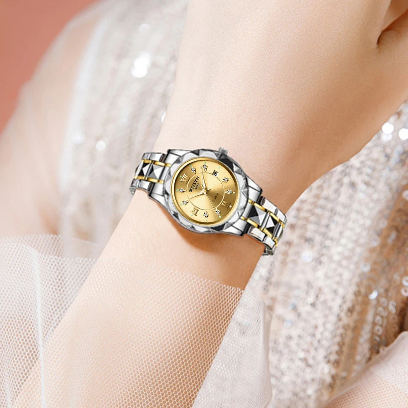 Relojes elegantes de lujo para mujer, reloj de pulsera pequeño de cuarzo, luminoso, resistente al agua, con fecha, reloj de pulsera de acero inoxidable para mujer