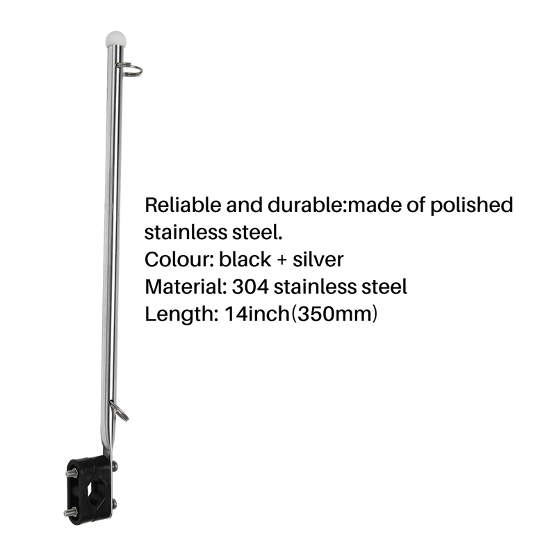 

B0a-t2X 14-дюймовый держатель флагштока из нержавеющей стали, 7/8 дюйма, 1 дюйм, крепление на рейку для