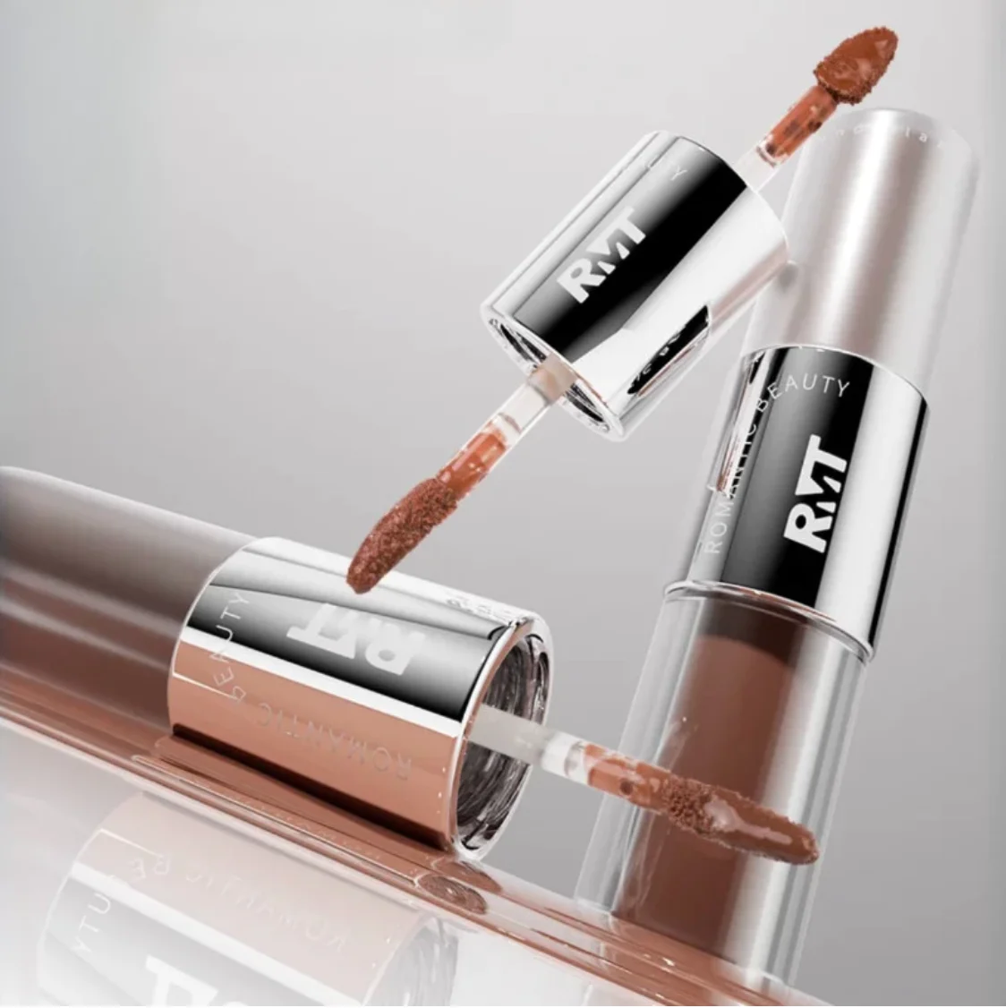 RMT ROMANTIC BEAUTY Lip Glaze Double-Ended Mirror Water Gloss Lip Gloss Lip Mud Lipstick Matte Non-Stick