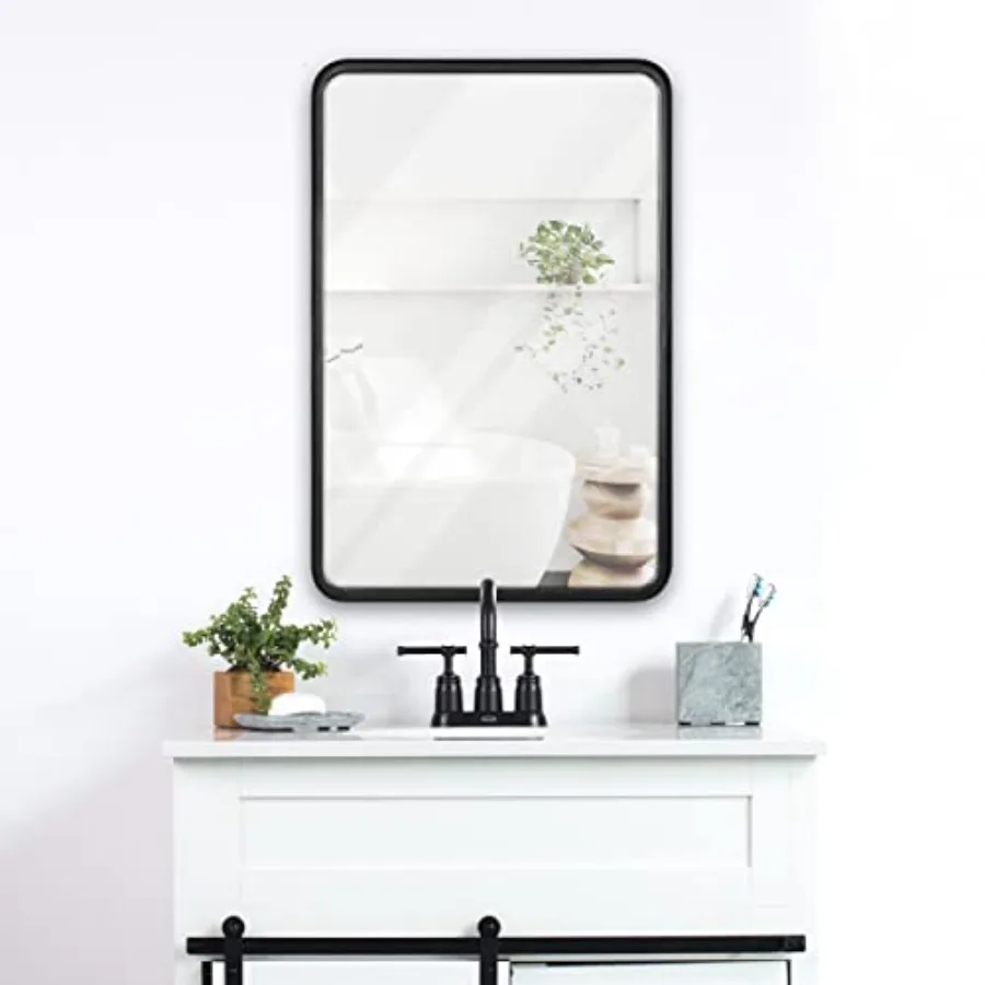 

20x30 Inch Rectangle Black Mirror, Deep Frame Vanity Mirror, Bathroom Mirror