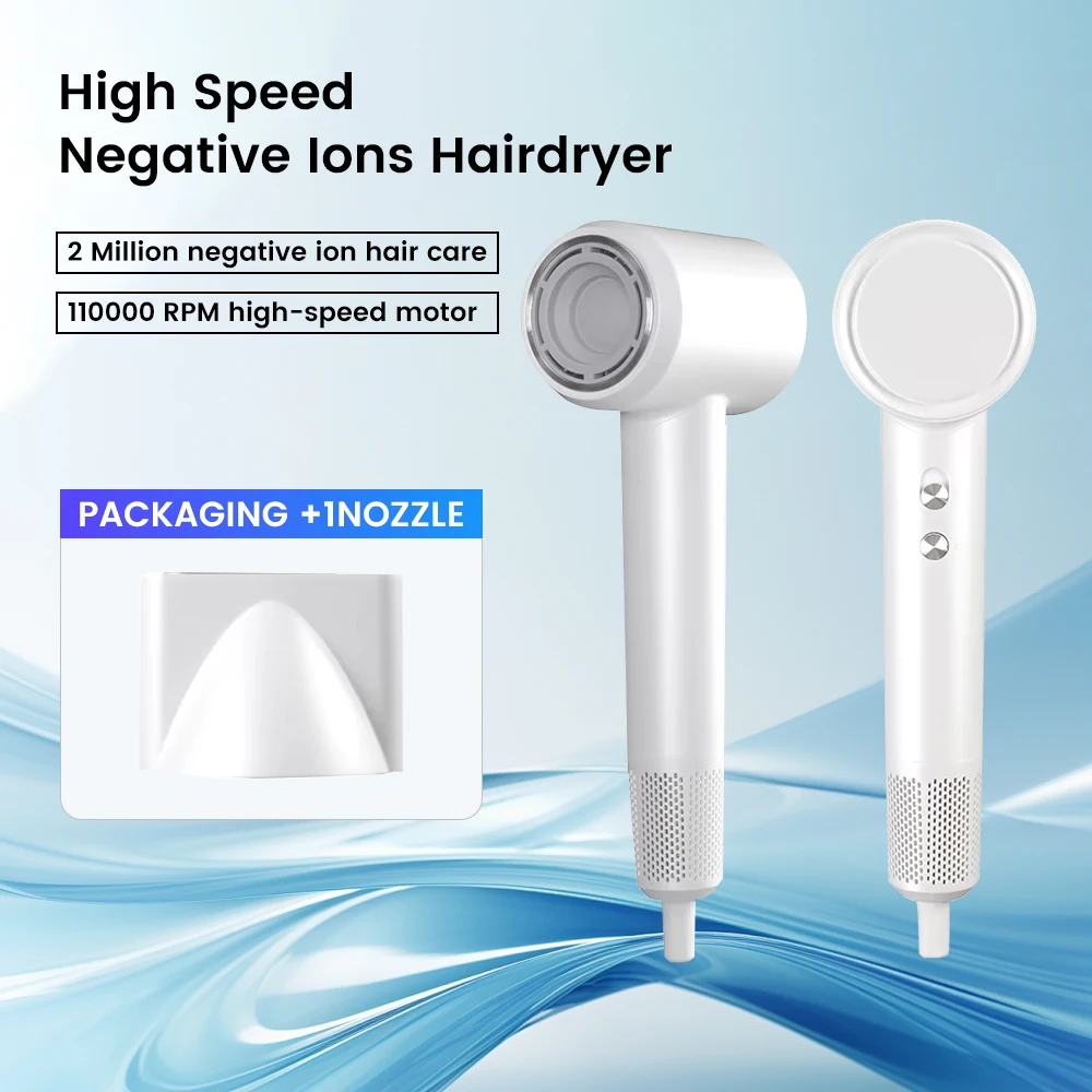 Secador de cabelo inteligente com alteração quente e fria, íon negativo, cuidados com os cabelos, tecnologia preta, baixo ruído, bico de ar de camada dupla