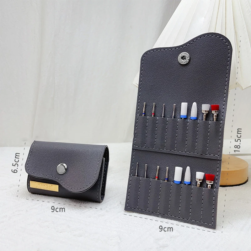 Portable 16 Positions Folding Nail Drill Bits Bag Holder DIY Nails Art Tool Storage Soft Wallet Bags Manicure Accessories