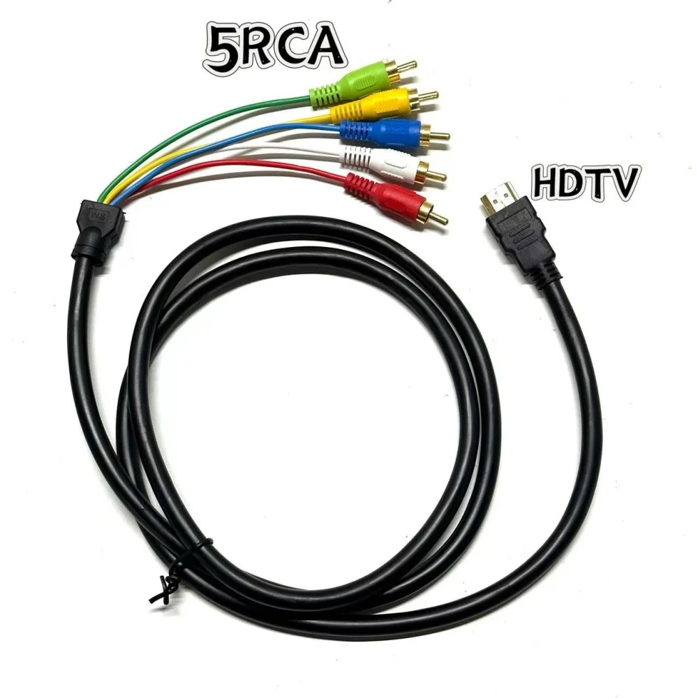

HDTV TO 5 RCA Cable 150cm(59.06Inch) Length HD AV Cable For PS2/PS3/PS3 Slim