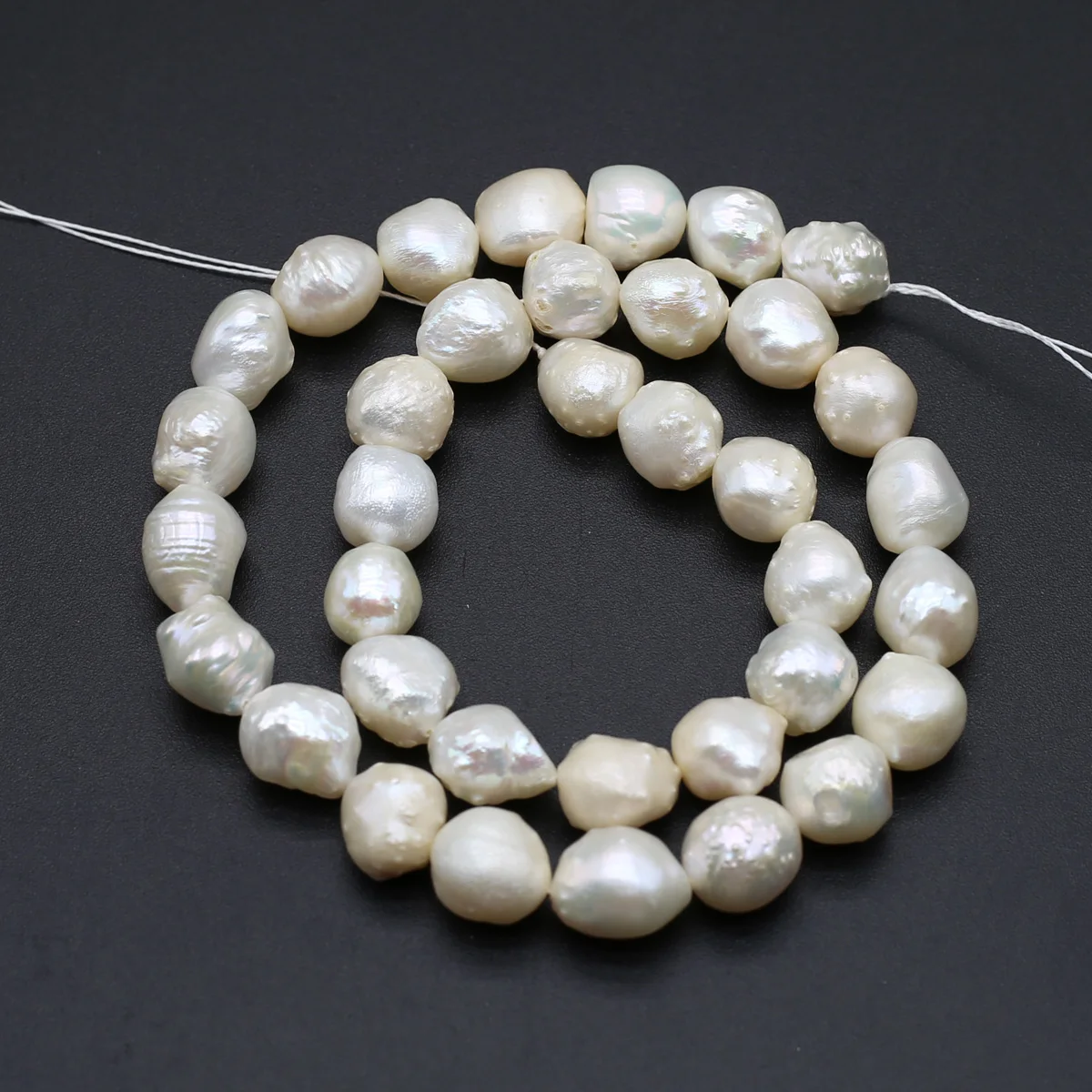 Natural Freshwater Baroque Pearl White Irregular Round 9-10mm Loose Spacing Beaded Jewelry Making Necklace Earrings Accessory
