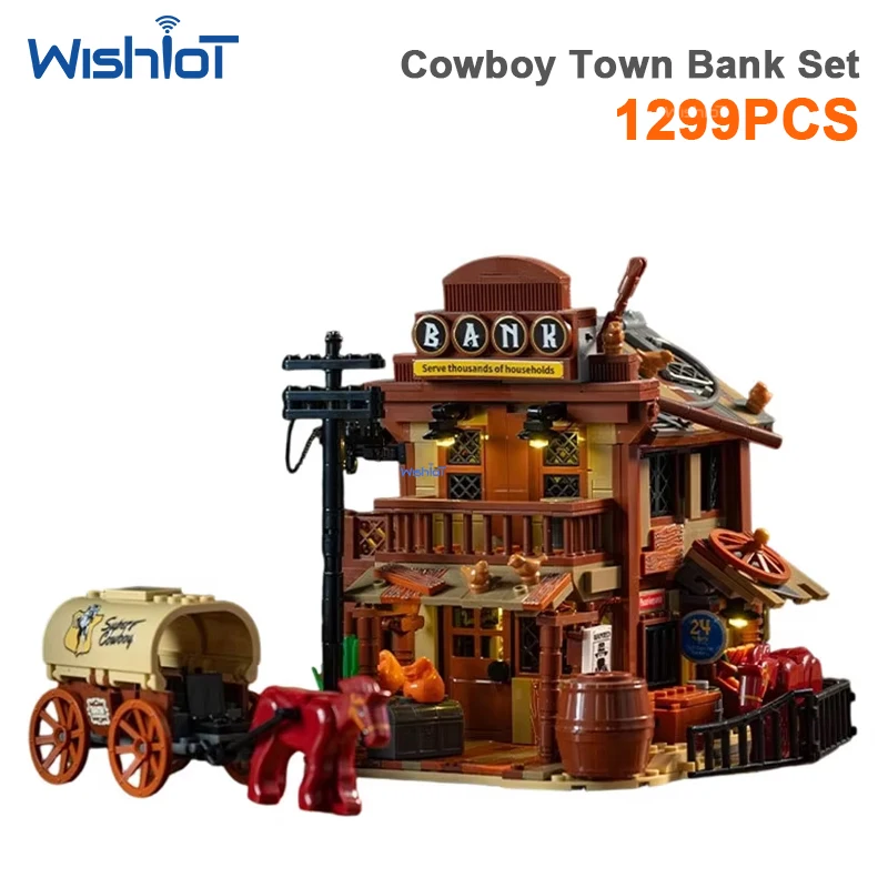 

2640PCS MOC Western Cowboy City Gas Station Building Blocks Street View Architectural Model Construction Toys Assembly Brick