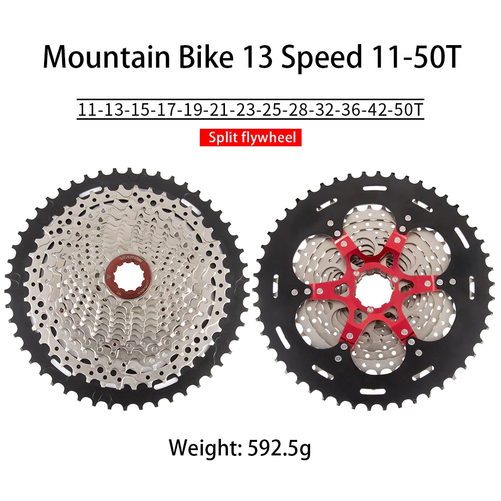 Viaron HG Mountain Bike Flywheel 13 Speed 11-50T MTB Aluminum Alloy Variable Speed Cassette Flywheel Bicycle Accessories