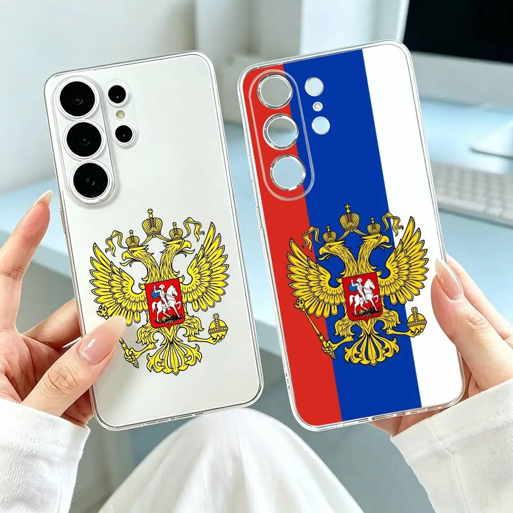 Russia Flag Digital Development  Phone Case For Samsung S25,S24,S21,S22,S23,S30,Ultra,S20,Plus,Fe Transparent Cover Gift