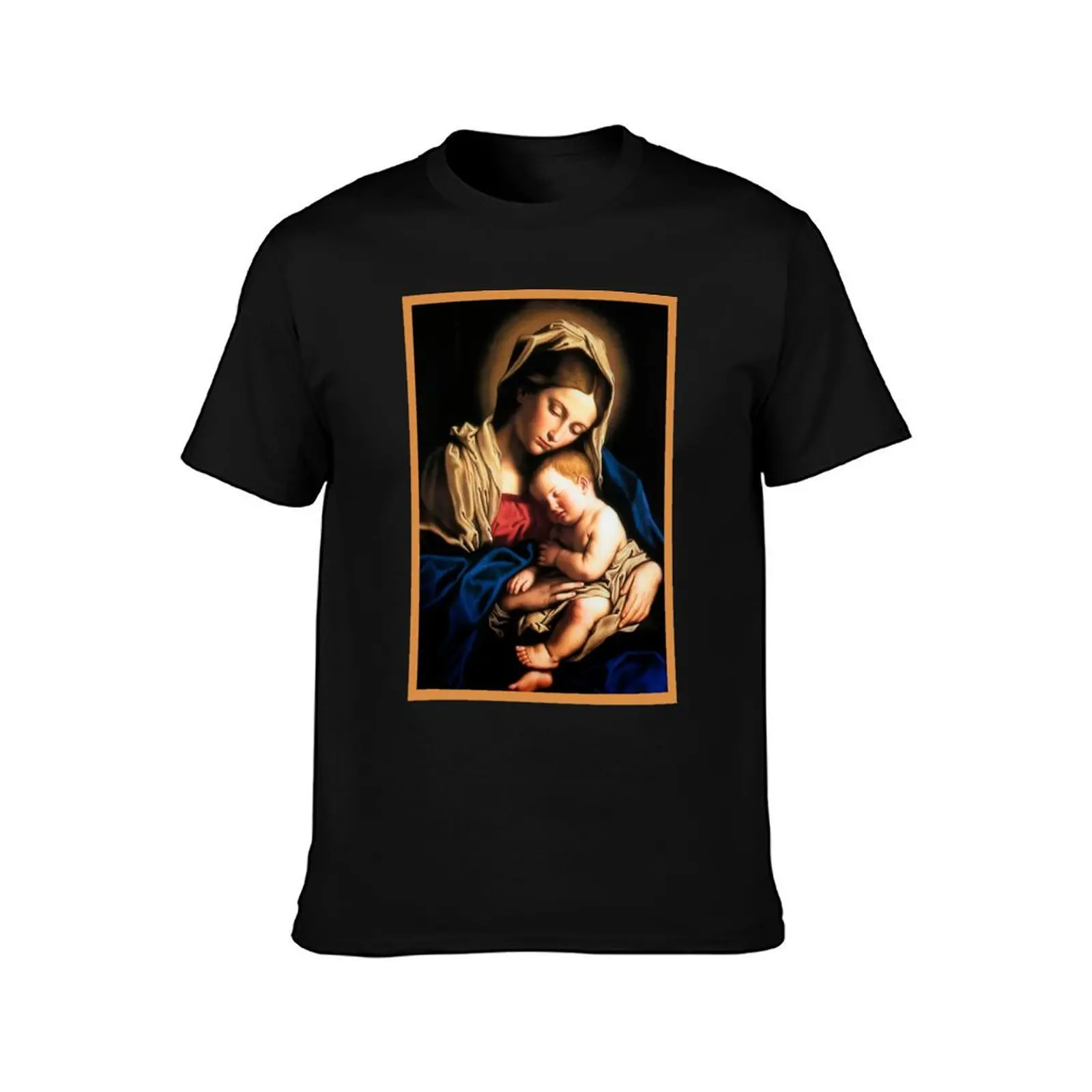 virgin mary holy art T-Shirt Summer Casual Cotton Tee Oversized Streetwear Tops Vintage Graphic Print Loose Fit Short Sleeve
