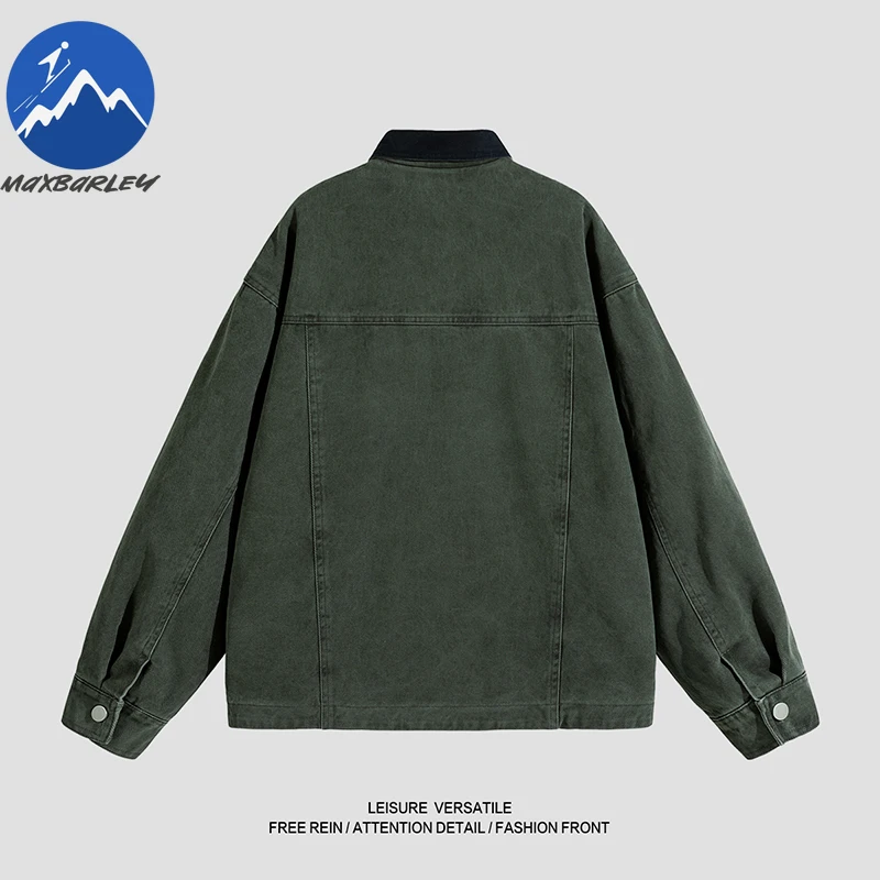 Maxbarley Men Bomber Jacket Windbreakers Zipper Cotton Coat Man Loose American Style Vintage Cargo Outwear 2025 Autumn Clothing