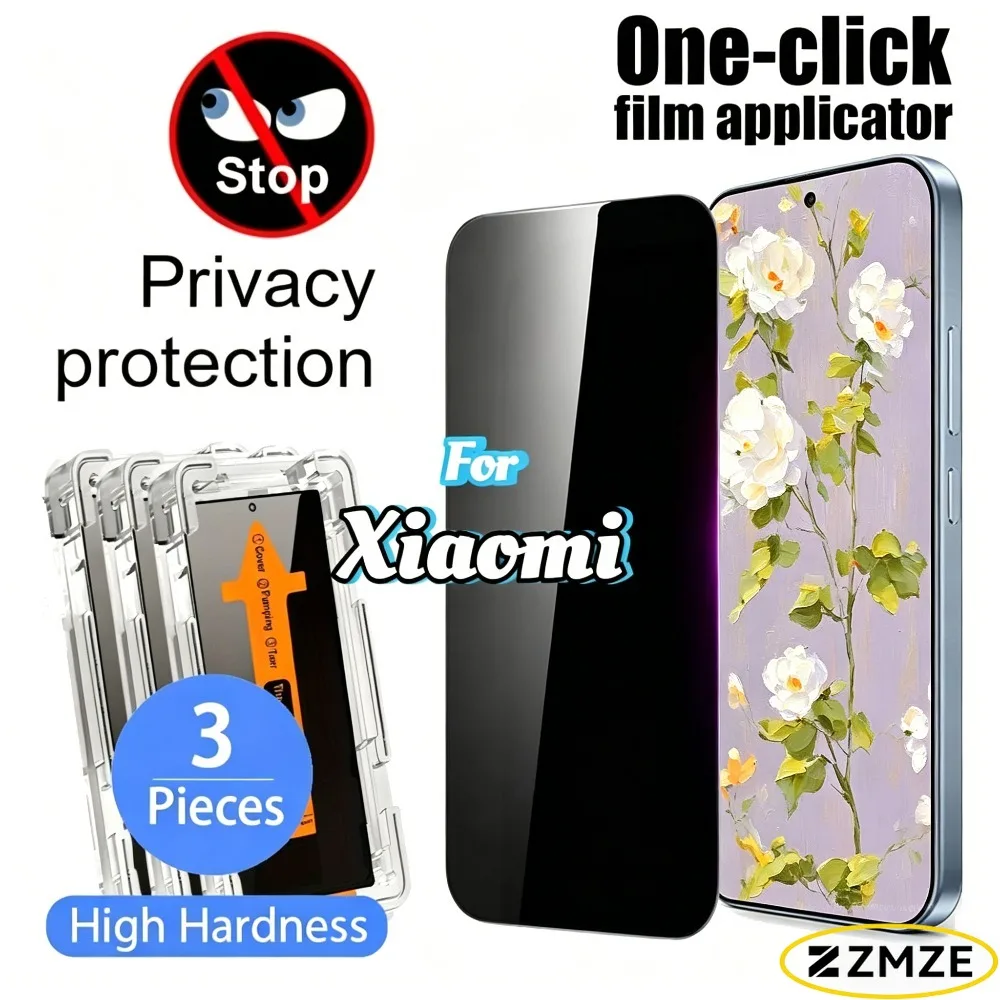 Película protectora de privacidad de 3 piezas con un solo clic para Xiaomi 15S 15T 14T 13 T Pro, película de vidrio templado para Xiaomi 17 Ultra 17 Pro Max 15 14