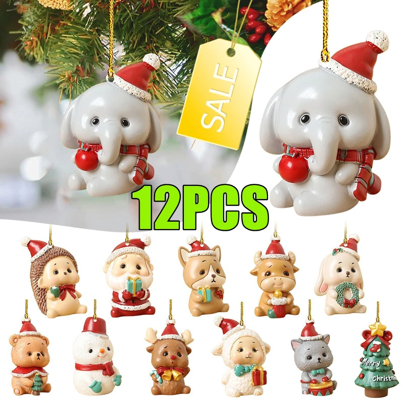 12/1PC Christmas Pendant Santa Claus Xmas Tree Drop Ornaments Decorations for Home Kids Toys Gift Xmas New Year Hanging Ornament