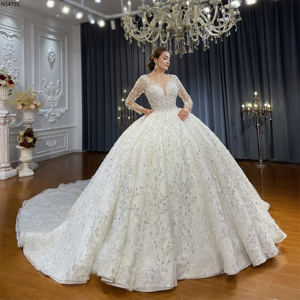 Customized NS4755 Amanda Novias 2 in 1 Lace Luxury Wedding Dress