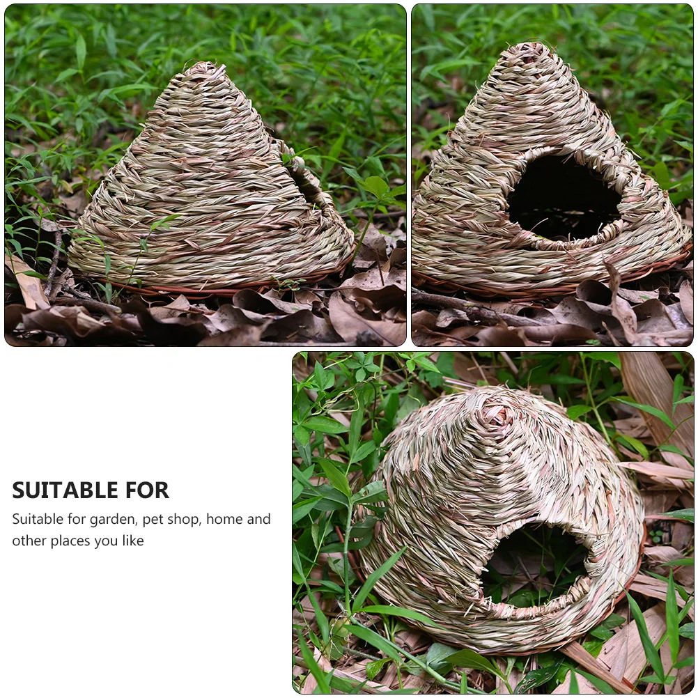 

Straw Bird House Supplies Garden Decoration Bird Nest Hat Woven Feeder Comfortable Safe Play Roost Feed Activities