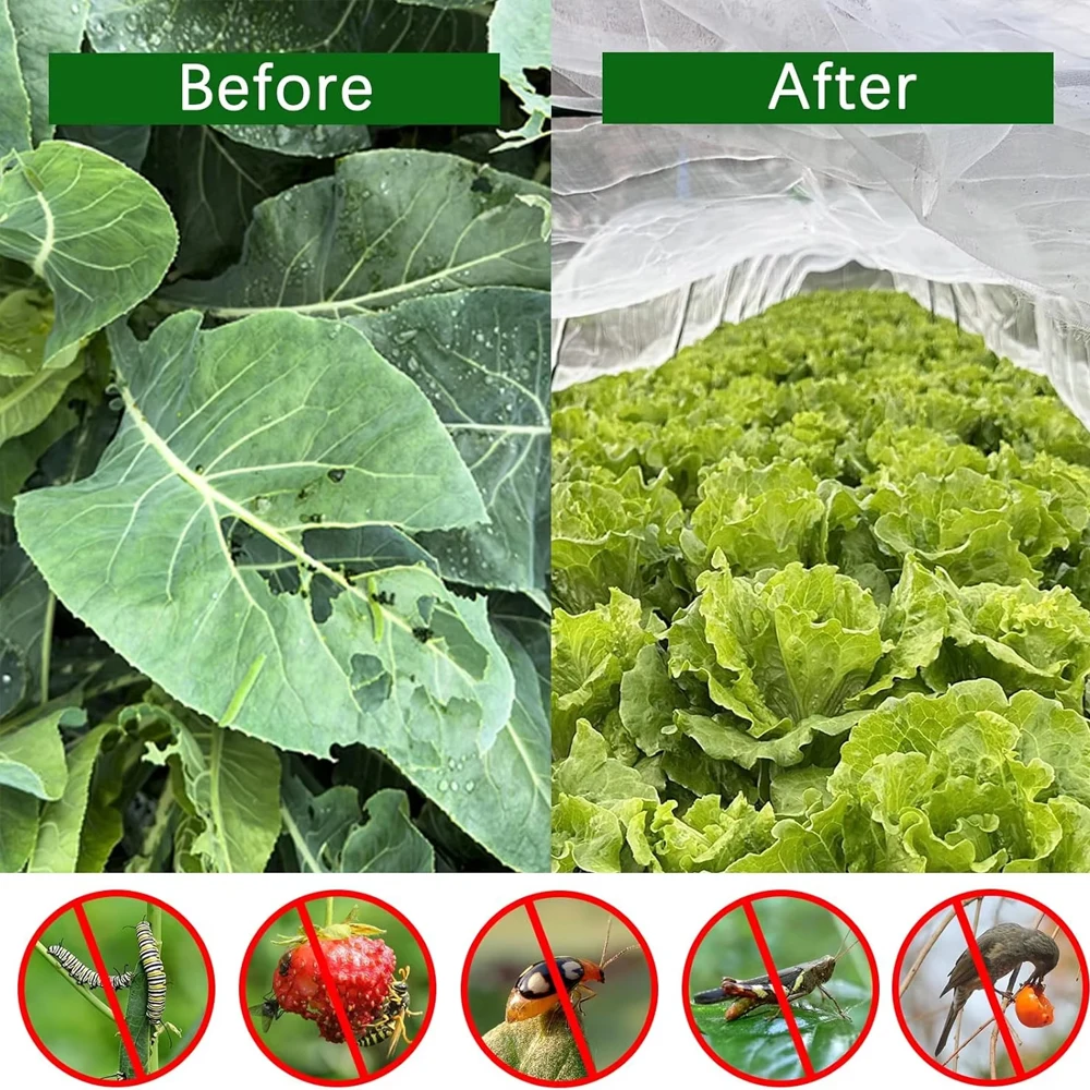 1-4Pcs White 60 Mesh Garden Insect Protection Net for Plant Vegetable Fruit Care Cover Flower Tiny Pest Control Anti-Bird Supply