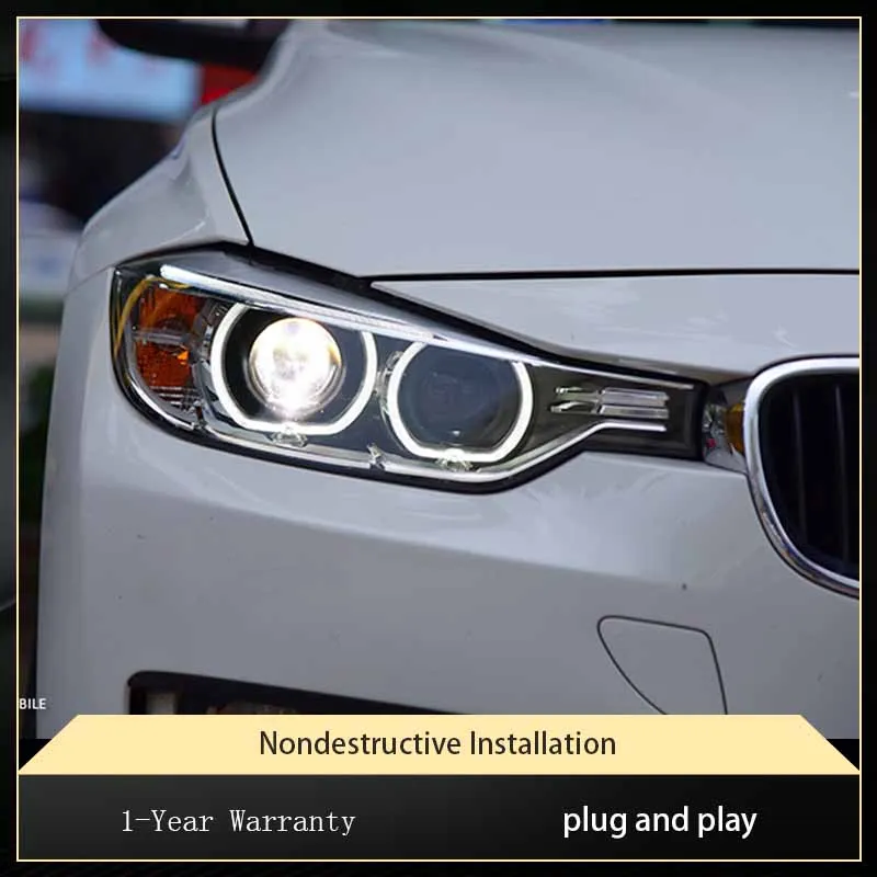 

Передние фонари для BMW 3 серии F30 F35 320 325 2013-2017, модифицированная автомобильная сборка, светодиодные ходовые огни «ангельский глаз», ксеноновые фары