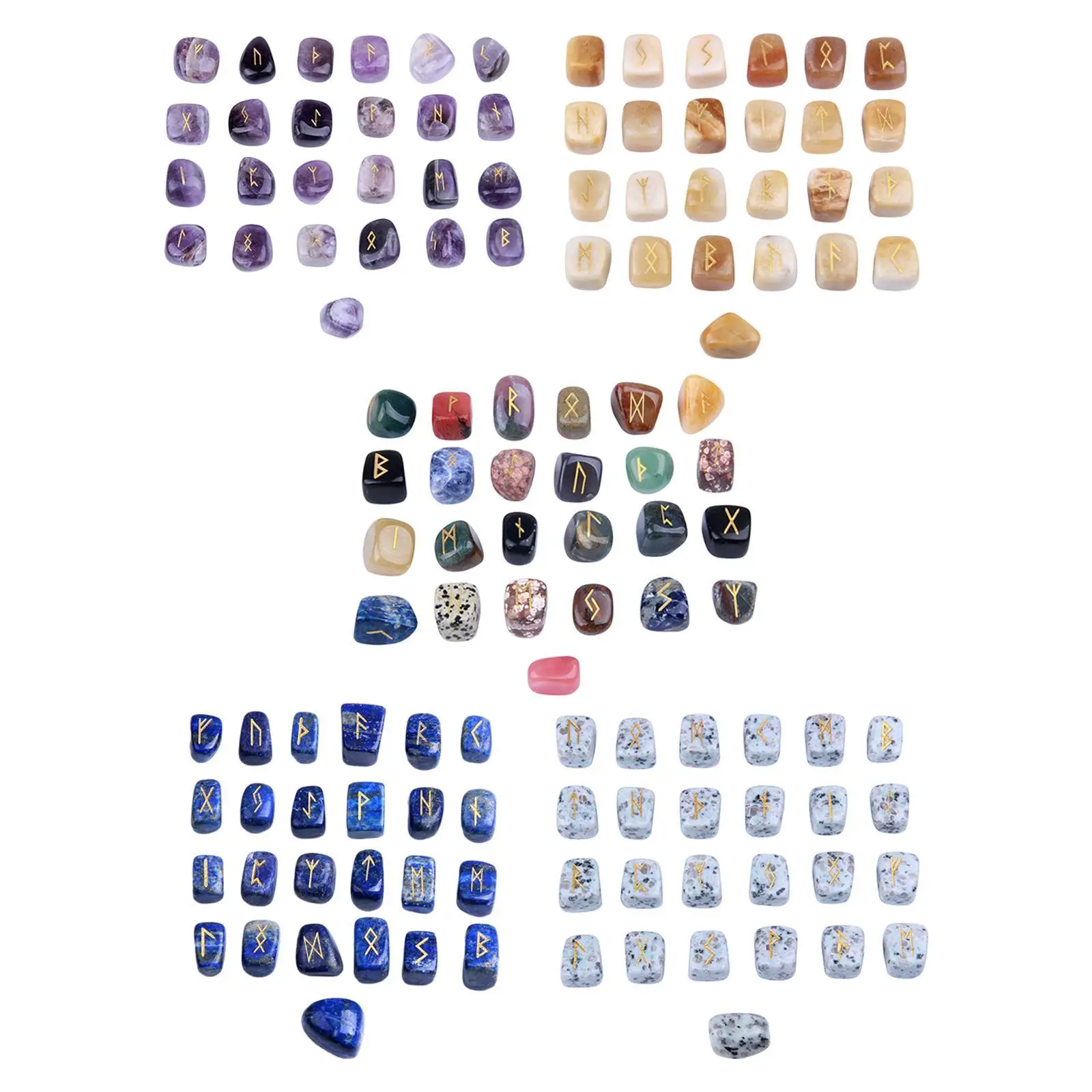 25pcs Runes Stones Wicca Witchcraft Symbols Gems for Meditation Fortune-telling Home Decoration Jewelry Crafts Collectibles