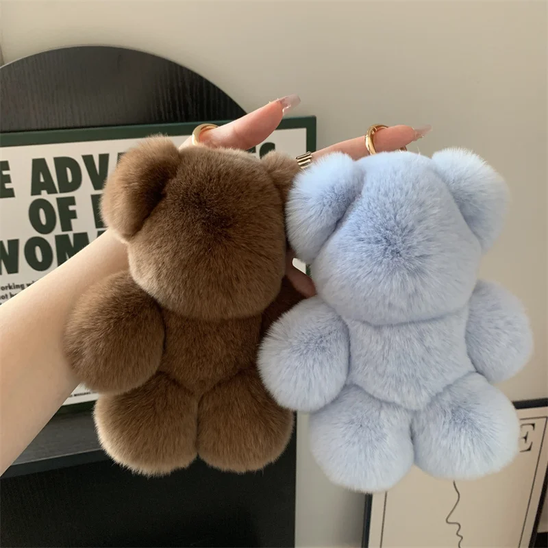 

Lovely Rabbit Fur Bear Charm Keychains Y2K Plush Ornament Pendant Car Keyring Backpack Decoration Bag Charm Jewelry Accessories