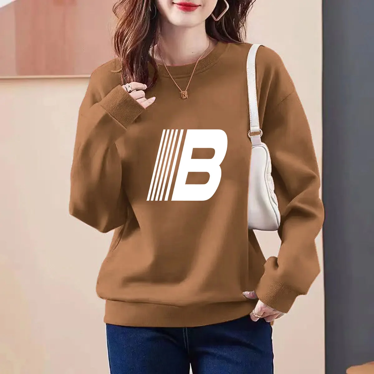 Women Clothing Chic Y2k Letter Printed Hoodies Autumn Winter New Loose Cotton Vintage Pullover Tops Daily Casual Sweatshirts