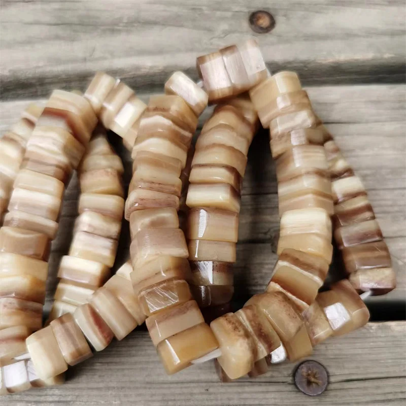 Camel bone three-flower sugar cube DIY Tibetan-style ethnic bracelet plain beads trendy and unique accessory