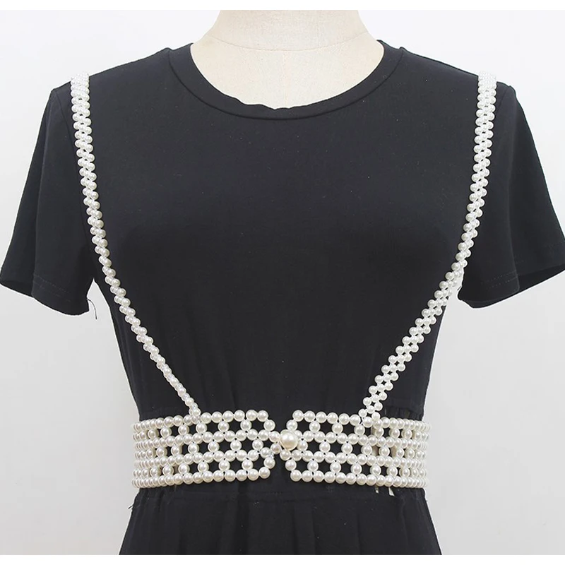 Fashionable Pearl Necklace Cropset Layered Body Chain Pearl Jewelry Women Crop Top