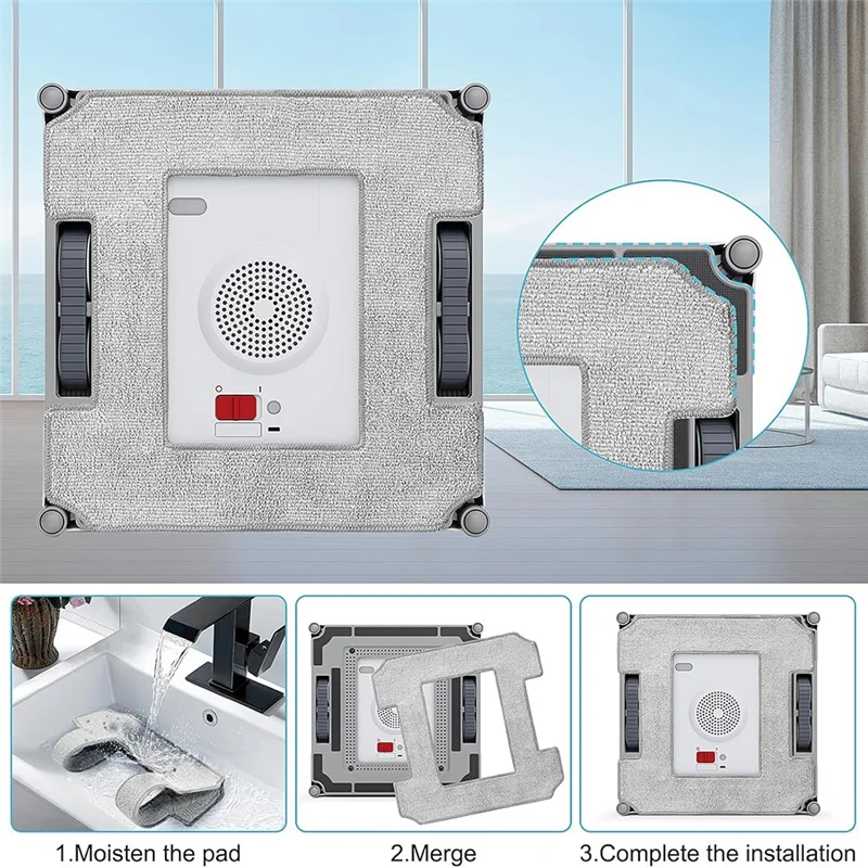 BAAO-12Pack panos de limpeza para ecovacs winbot w1 pro/w1/w2 omni/w2 robôs de limpeza de janelas, ecovacs limpadores recargas reutilizáveis