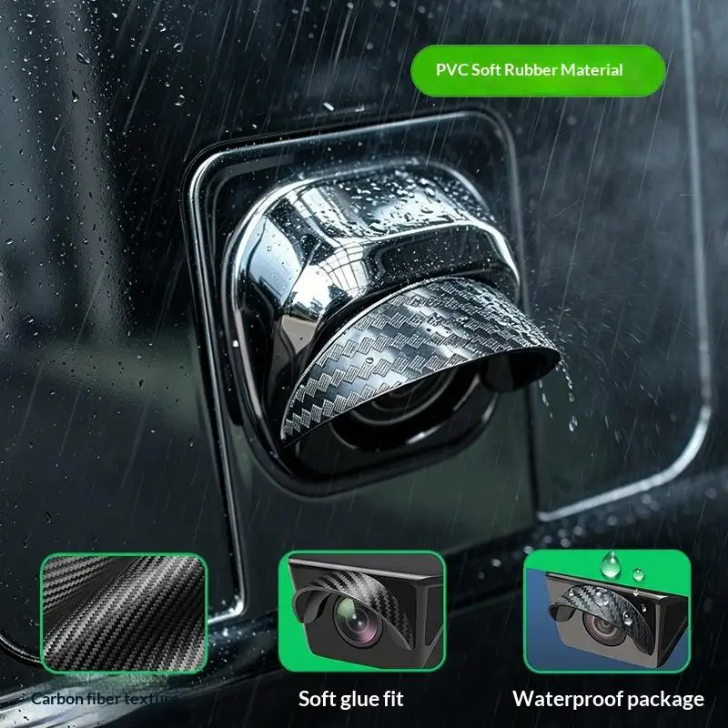 New！4 PCS Carbon Fiber Car Rear Reversing Camera Rain Visor Protector Anti Rain Anti Scratch For Sedan SUV MPV