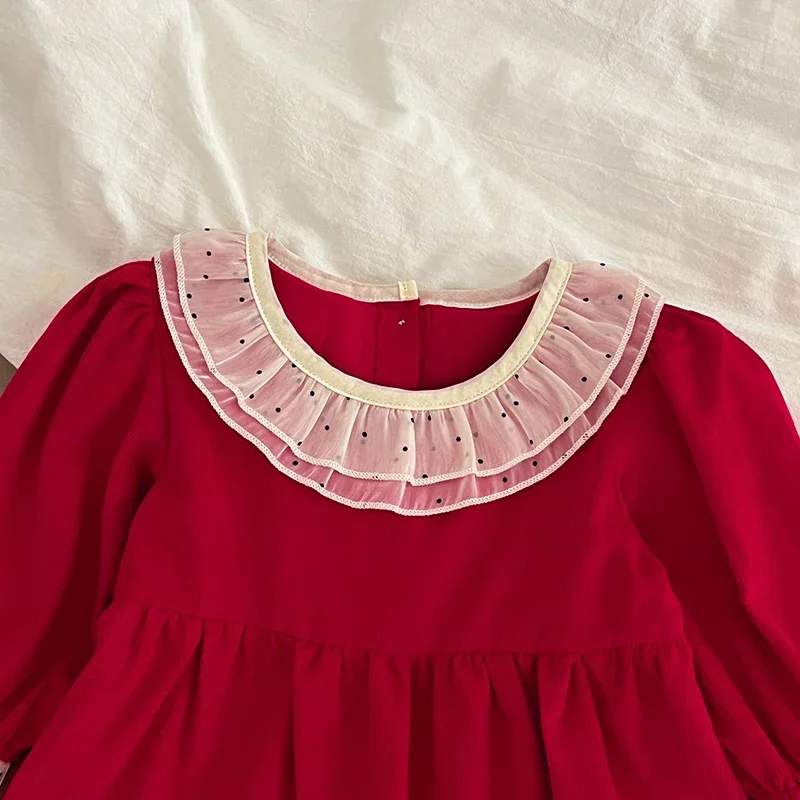 New Christmas Newborn Baby Romper Infant Girls Cottom Red Jumpsuit Lace Princess Toddler New Year Cute Xmas Costumes Clothing 