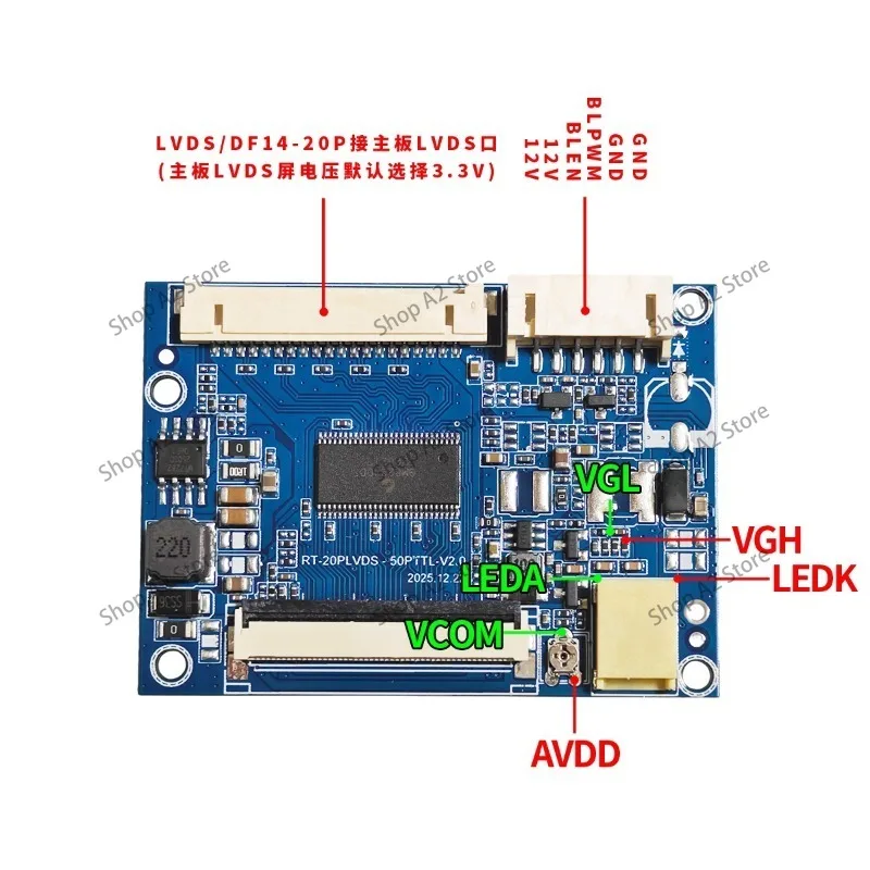 LVDS to TTL/RGB/MIPI/EDP signal transfer board single 6/8 with constant current board 5~ 10.1 inch 40/50P