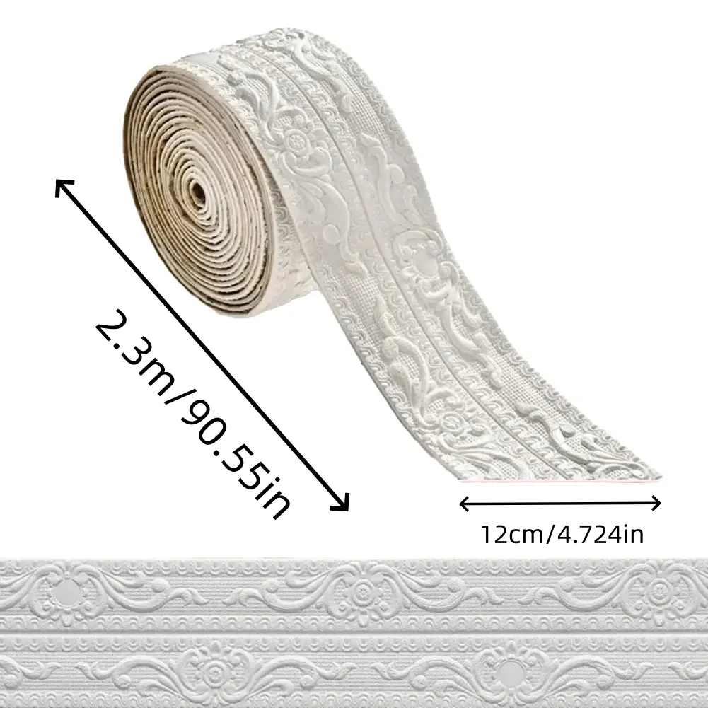 1 Roll Ceiling Decoration Strip Self-Adhesive Antifouling Wall Trim Line 3D Easy Installation Skirting Wall Stickers