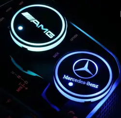 2PC LED illuminato Car Water Cup Coaster per Mercedes Benz AMG C260 W204 W205 W211 W212 Auto Interior Atmosphere Light Coaster