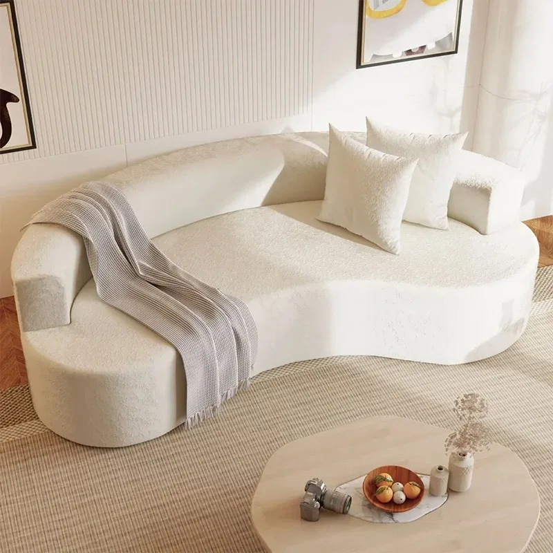 

# Simple Cozy Creamy Style Curved Platform Sofa for with High-density Foam and Skin-friendly Fabric